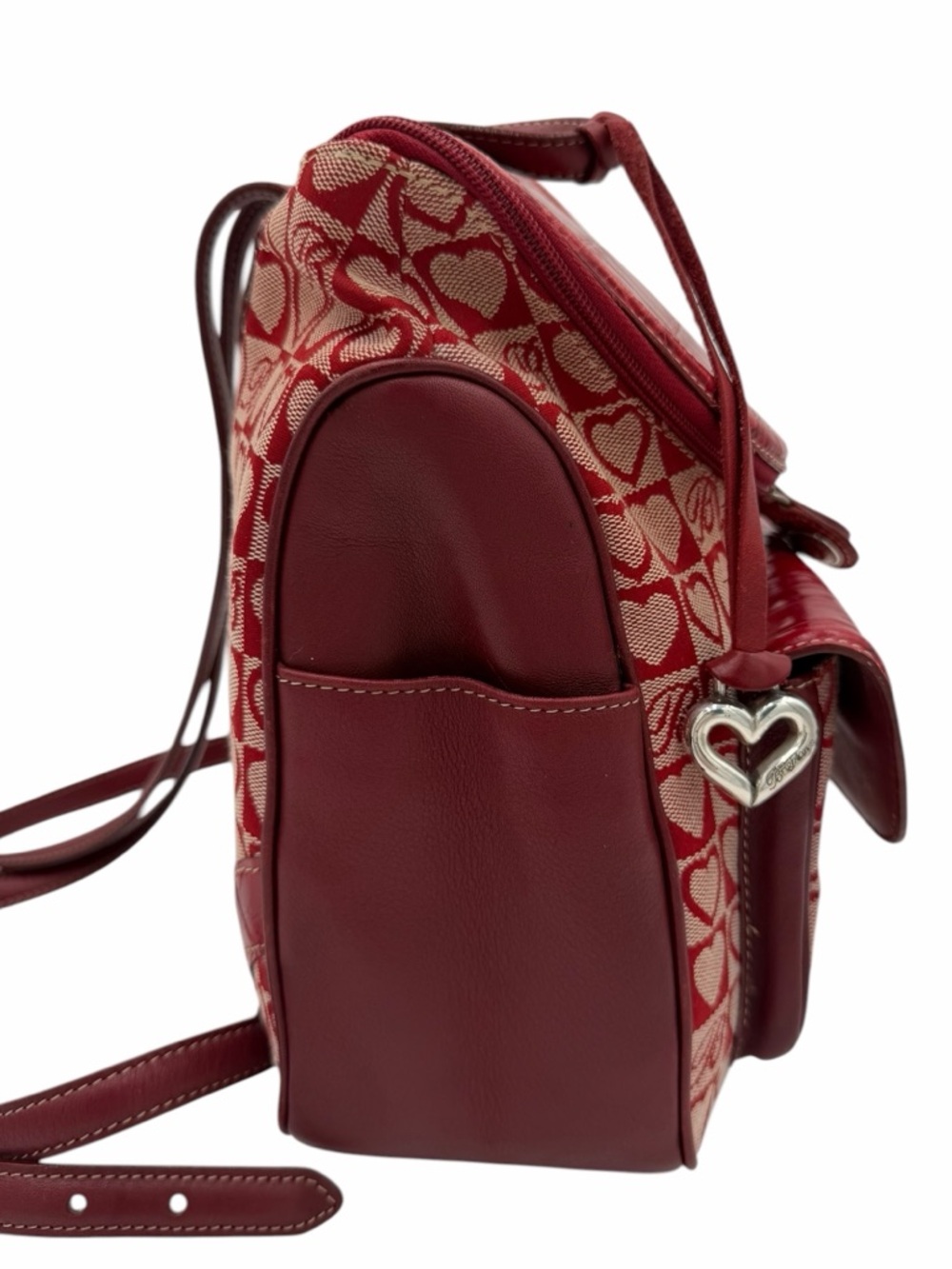 Brighton Red Croc Leather Heart Monogram Backpack Purse Charm Y2K Vintage - Picture 6 of 12